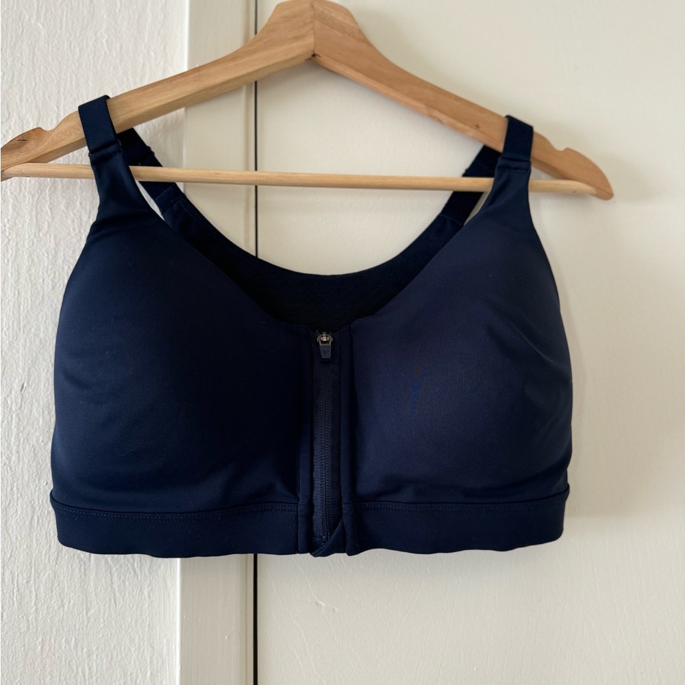 Powersoft  High impact sports bra workout with zip navy blue color Size 34D